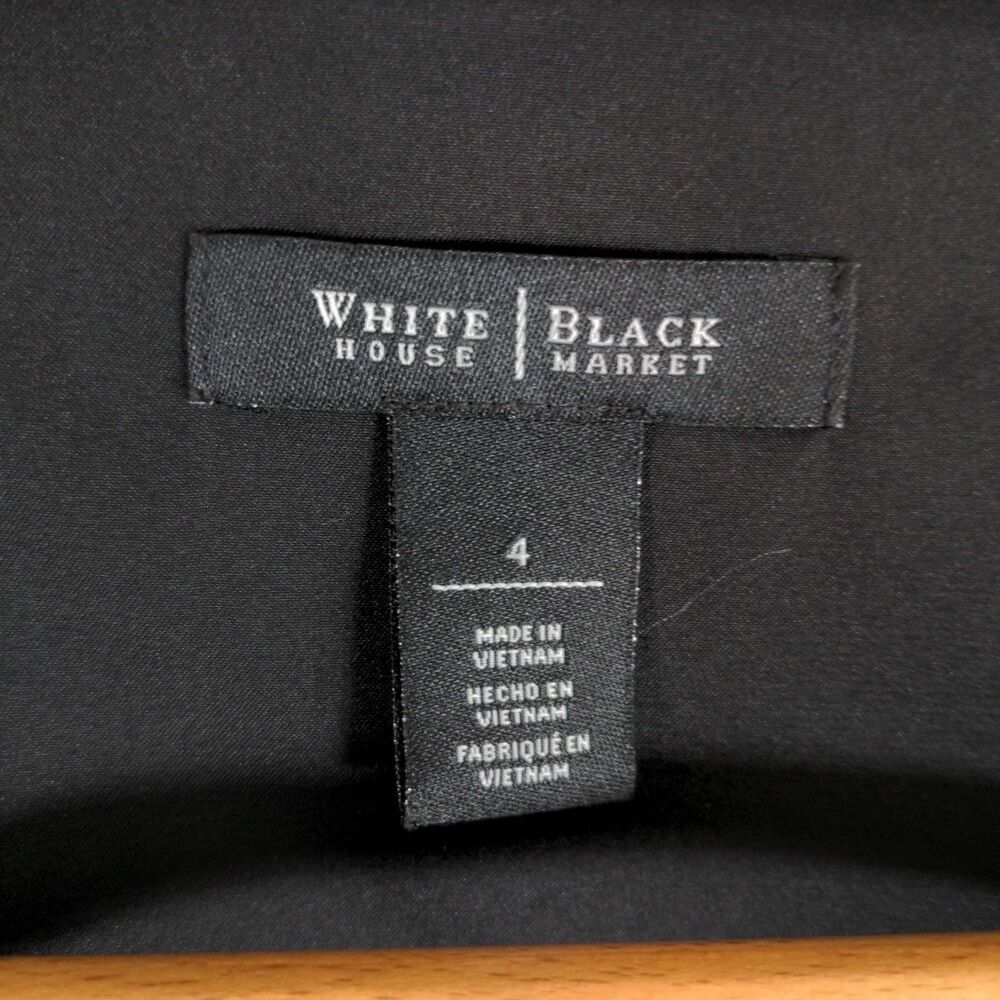 White House Black Market Black Sheath Dress Size 4 Black Sleeveless Belted Lined - Picture 6 of 8